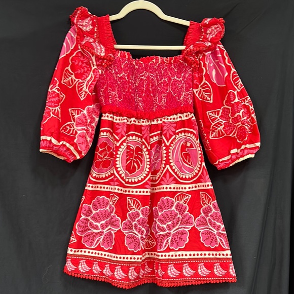 FARM Rio Red and Pink Mini Dress - Picture 1 of 7